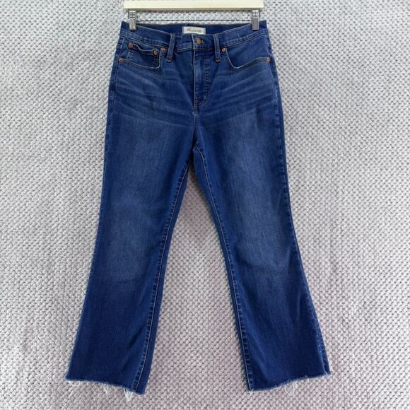 Madewell Jeans Womens 29 Blue Medium Wash Cali Demi-Boot Raw Hem High Rise - Picture 1 of 16
